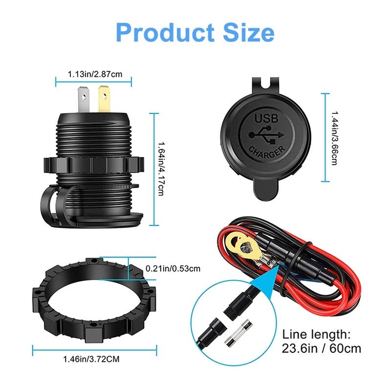 Bluejw 60W USB C Car Charger, PD Type C QC3.0 Dual Port, Triple 12V USB Socket Car Charger with Touch Switch for Car Boat Marine Automobile Chargers - Image 5